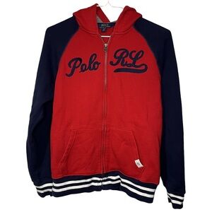 Polo Ralph Lauren Boys Hoodie Large Red Navy Classic Preppy Kids Sweatshirt